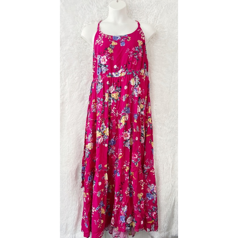 Torrid Raspberry Floral Challis Maxi Dress Size 1
